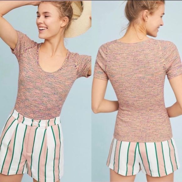Anthropologie Tops - 𝅺Anthropologie ribbed sweater tee NWT